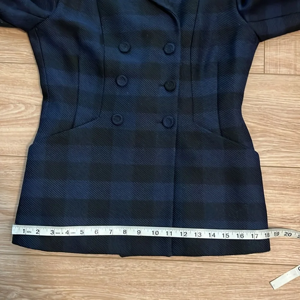 Dior black and blue plaid wool blend bar jacket